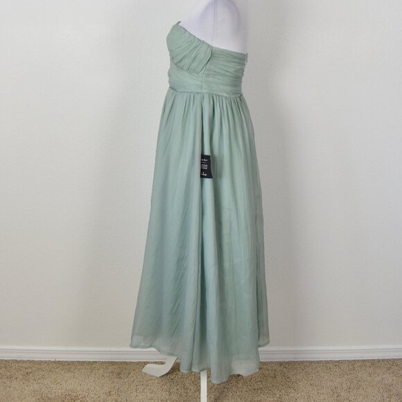Lulu's Fairytale Design Sage Green Organza Strapless A-Line Midi Dress NEW - M - Picture 4 of 8